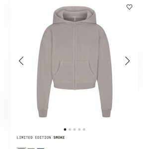 SKIMS Classic Zip Up Hoodie LE Smoke Small NWOT
